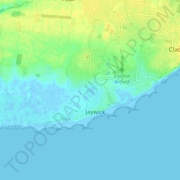 Topografisk kort Jaywick, højde, terræn