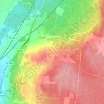 Topografisk kort Stackmora, højde, terræn
