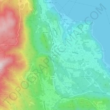 Topografisk kort Pianelli, højde, terræn