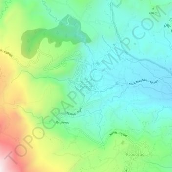 Topografisk kort Kritsa, højde, terræn