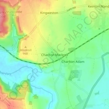 Topografisk kort Charlton Mackrell, højde, terræn