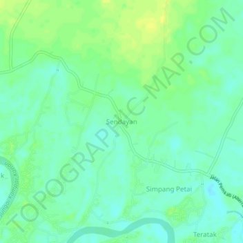 Topografisk kort Sendayan, højde, terræn