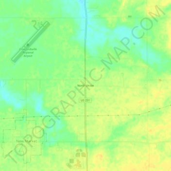 Topografisk kort North Union, højde, terræn