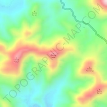 Topografisk kort Tanete Takari, højde, terræn