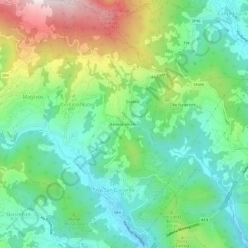 Topografisk kort Bardino Vecchio, højde, terræn