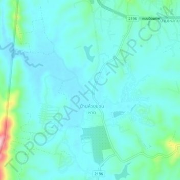 Topografisk kort Ban Kamp Son, højde, terræn