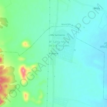 Topografisk kort El Huaico, højde, terræn