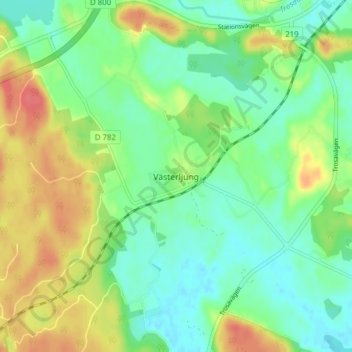 Topografisk kort Västerljung, højde, terræn