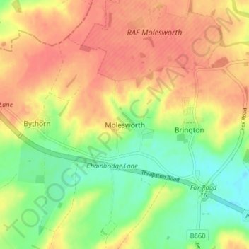 Topografisk kort Molesworth, højde, terræn