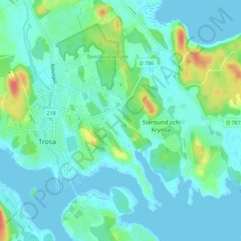 Topografisk kort Stockvik, højde, terræn
