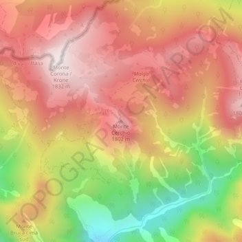Topografisk kort Monte Cerchio, højde, terræn