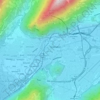 Topografisk kort Hübeli, højde, terræn
