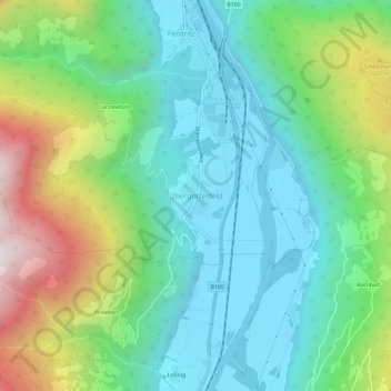 Topografisk kort Obergottesfeld, højde, terræn