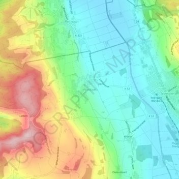 Topografisk kort Winikon, højde, terræn