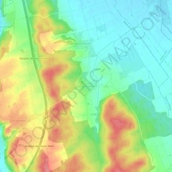 Topografisk kort Dattenhausen, højde, terræn
