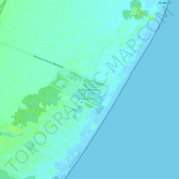 Topografisk kort Punta Médanos, højde, terræn