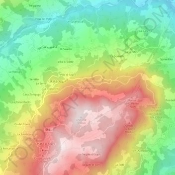 Topografisk kort Acquaria, højde, terræn