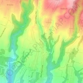 Topografisk kort alas harum, højde, terræn