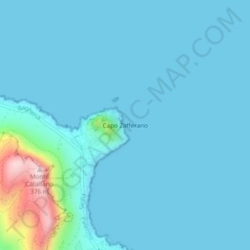 Topografisk kort Capo Zafferano, højde, terræn