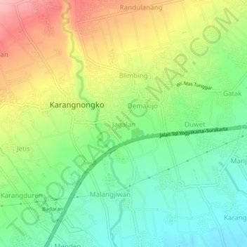 Topografisk kort Jagalan, højde, terræn