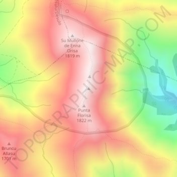 Topografisk kort Punta La Marmora, højde, terræn