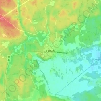 Topografisk kort Bockara, højde, terræn