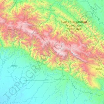 Topografisk kort Distrik Langda, højde, terræn