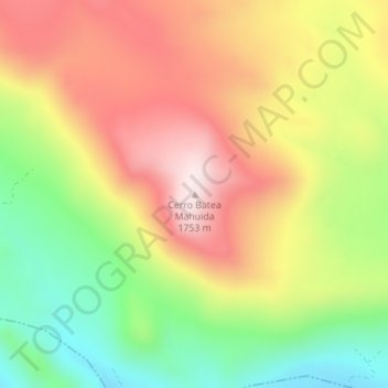 Topografisk kort Cerro Batea Mahuida, højde, terræn