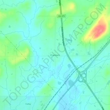 Topografisk kort Chambers, højde, terræn