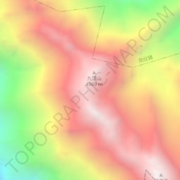 Topografisk kort 九顶山, højde, terræn