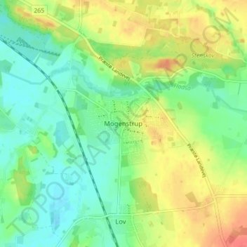Topografisk kort Mogenstrup, højde, terræn