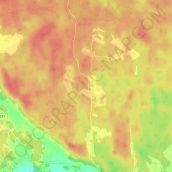 Topografisk kort Oxdjupet, højde, terræn