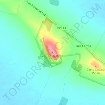 Topografisk kort Cerro Nazareno, højde, terræn