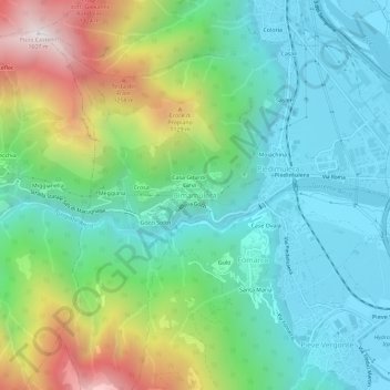 Topografisk kort Cimamulera, højde, terræn