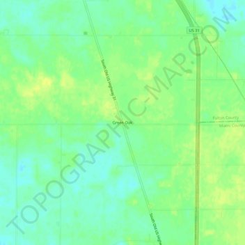 Topografisk kort Green Oak, højde, terræn