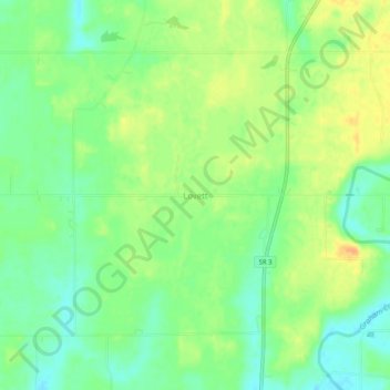 Topografisk kort Lovett, højde, terræn