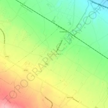 Topografisk kort Pozzo Faceto, højde, terræn