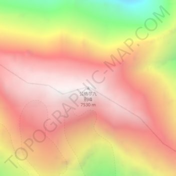 Topografisk kort 公格尔九别峰, højde, terræn