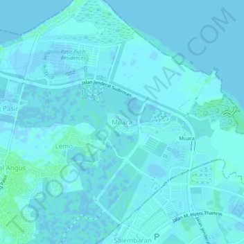 Topografisk kort Muara, højde, terræn