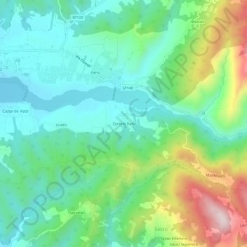 Topografisk kort Cerreto Ratti, højde, terræn