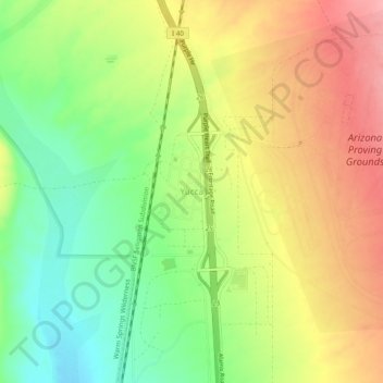Topografisk kort Yucca, højde, terræn