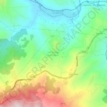 Topografisk kort San Mango sul Calore, højde, terræn