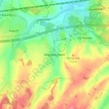 Topografisk kort Mapledurwell, højde, terræn
