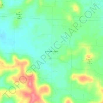 Topografisk kort Hancock Chapel, højde, terræn