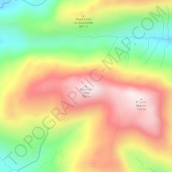 Topografisk kort Sgùrr an Utha, højde, terræn