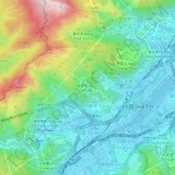 Topografisk kort Yau Oi Chuen, højde, terræn
