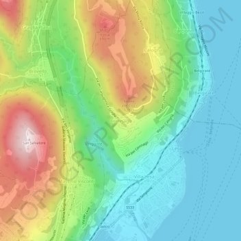 Topografisk kort Comnago, højde, terræn