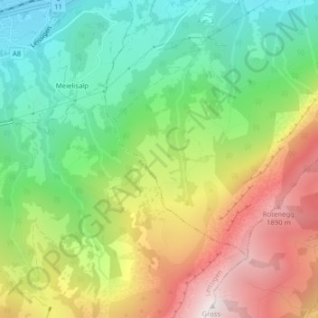 Topografisk kort Horeweid, højde, terræn