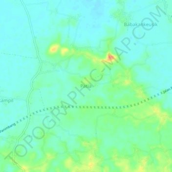 Topografisk kort Patia, højde, terræn