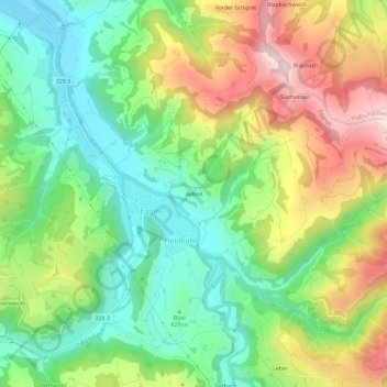 Topografisk kort Aebnit, højde, terræn